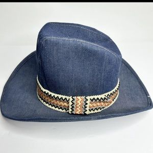 Vintage Bailey U-Rollit Blue Denim Western Cowboy Hat Size Large 7 1/4